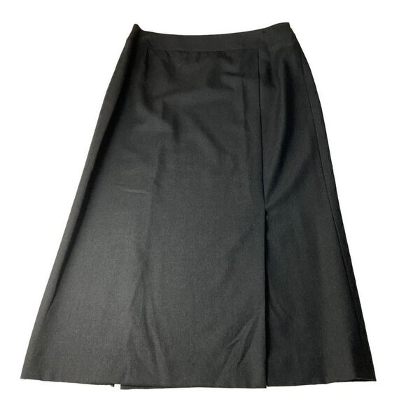 Carlisle Maxi Skirt A Line Wool Black Lined Side Zipper Front Back Slits 14 - Picture 8 of 12